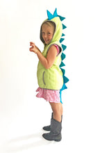Load image into Gallery viewer, Green dinosaur vest with blue spikes