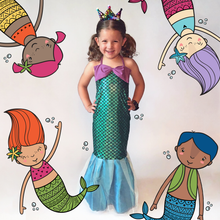 Load image into Gallery viewer, Mermaid Costume for Kids, Mermaid Dress + Flippy Sequin Crown
