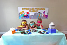 Load image into Gallery viewer, Superhero Party Tableware + Cake Topper Bundle