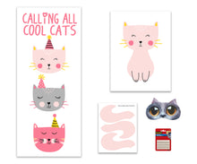 Load image into Gallery viewer, Pin the Tail on the Cat Party Game | Boys, Girls Birthday Banner Game Set