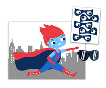 Load image into Gallery viewer, Superhero Pin the Tail Mask Party Game | Boys, Girls Birthday Banner Game Set