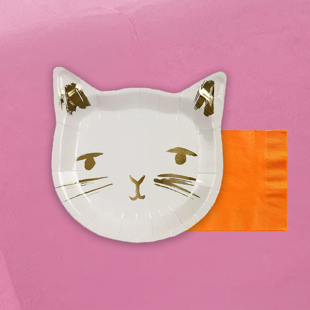 Cat Party Tableware + Cake Topper Bundle