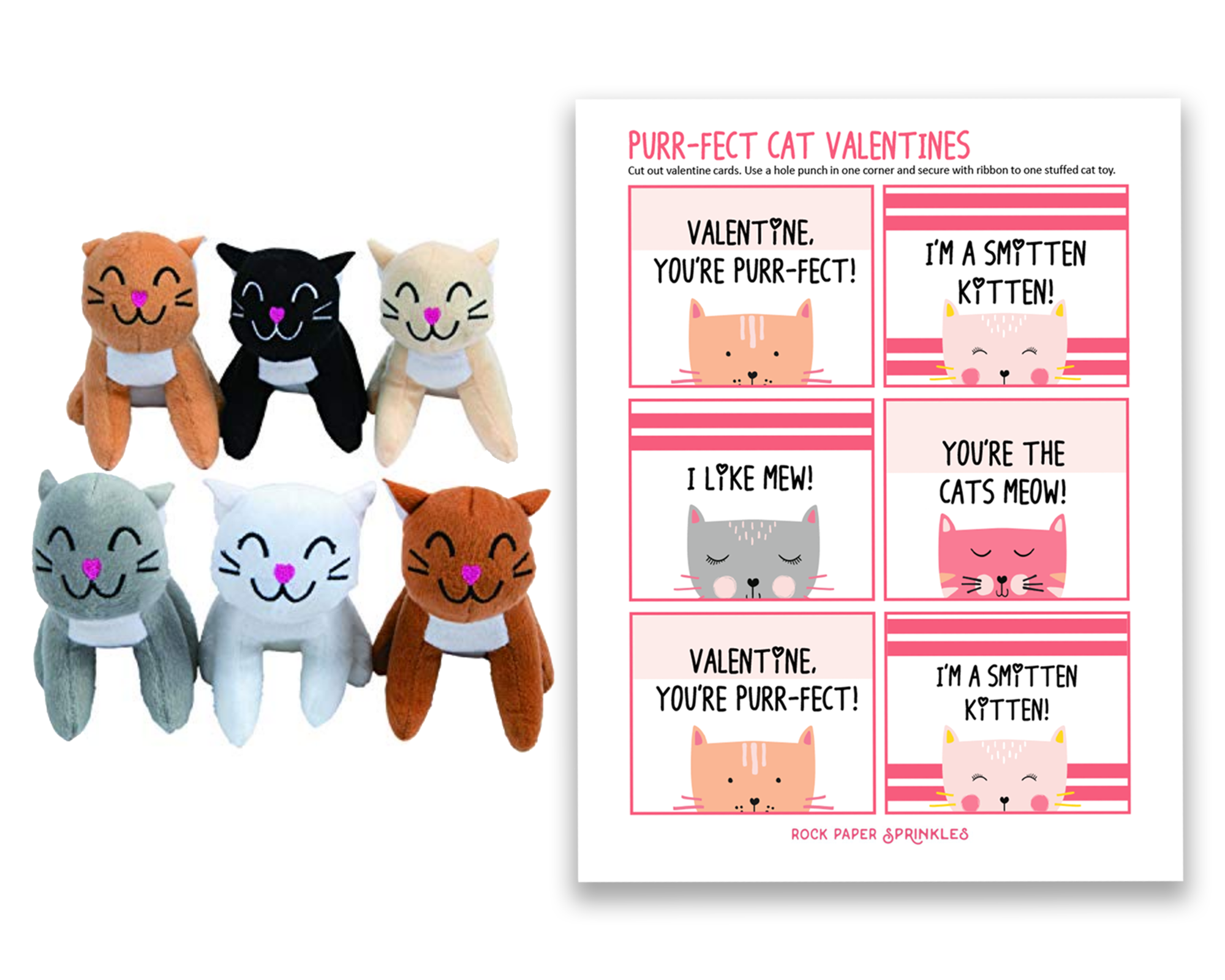 Stuffed Cat Valentines for Kids: Plush Cat Toy + Valentine's Day