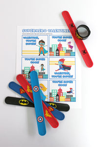 Valentine's Day Card Kit for Kids: SUPERHERO Cards + Favors (set of 6)