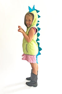 Green dinosaur vest with blue spikes
