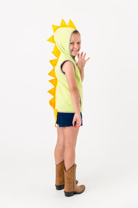 Green dinosaur vest with yellow spikes
