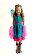 Load image into Gallery viewer, Child wearing a blue fairy costume with wings