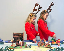 Load image into Gallery viewer, Gingerbread house toy and North Pole toy